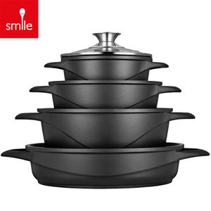 Smile - 10-dílná sada pánví pro indukci - Protipřilnavý povrch - Odolné vůči myčce nádobí - Černé kastrole - Pánve MGK-17