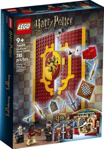 LEGO 76409 Harry Potter Hausbanner Gryffindor Set, Hogwarts Wappen, Schloss Gemeinschaftsraum Spielzeug oder Wanddisplay, aufklappbares Reisespielzeug, Sammlerstück mit 3 Minifiguren