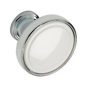 Knopf Anaheim 2 ø 23 mm, Tiefe 24 mm, ZN/Kunststoff verchromt poliert/weiß
