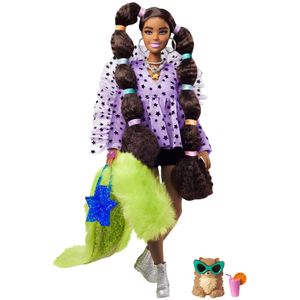 Barbie Extra Puppe mit Zöpfen & Haargummis, Anziehpuppe, Modepuppe