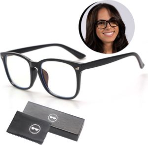 LC Eyewear Blaulichtfilter Brille (Damen und Herren) - Blaulichtbrille ohne Sehstärke - Superleichte Anti-Müdigkeit Computerbrille Gaming Schutzbrille (Design, Schwarz)