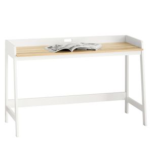 SoBuy® Stôl,Počítačový stôl Kancelársky stôl, biely/prírodný,FWT41-WN
