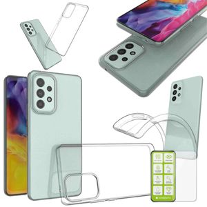 Pre Samsung Galaxy A53 5G Silikónové puzdro TPU Transparent + 0,26 H9 Glass Mobile Phone Case Ochranný kryt