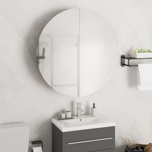 vidaXL Badezimmerschrank mit Rundem Spiegel & LED Weiß 54x54x17,5 cm vidaXL Badezimmerschrank mit Rundem Spiegel & LED Weiß 54x54x17,5 cm
