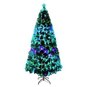 UISEBRT 210cm Künstlicher Weihnachtsbaum mit LED Beleuchtung Tannenbaum Christbaum Dekobaum mit Glasfaser-Farbwechsel