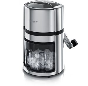 Arendo Eiscrusher 1,1 L, Eiszerkleinerer manuell, stromloser Betrieb, Auffangbehälter entnehmbar, überall verwendbar, zum Kühlen und Frischhalten, Chromoptik