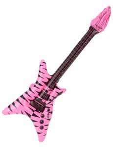 Aufblasbare Rockgitarre für Erwachsene schwarz-pink
