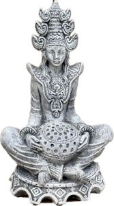 stoneandstyle Steinfigur indische Gottheit Sarasvati, frostfester Steinguss, 28 cm Höhe