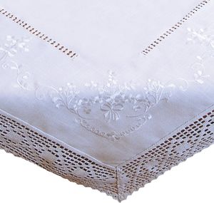 Tischdecke BRIT Häkelkante & Stick Landhausstil Polyester 130 x 170 cm
