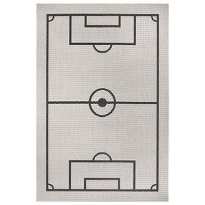 Flachgewebe Kinderteppich Fußballplatz, Farbe:creme/schwarz, Größe:80x150 cm