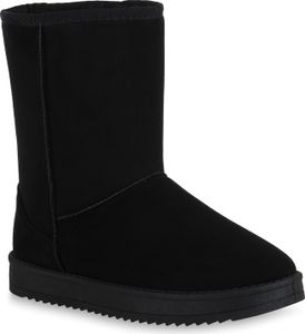 Mytrendshoe Damen Schlupfstiefel Warm Gefütterte Stiefel Winter Plateau Boots 825396, Farbe: Schwarz, Größe: 39