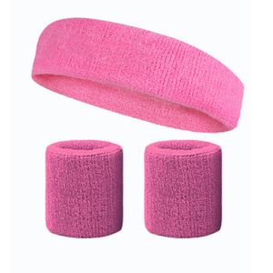 Sport Schweißband Stirnband Armband, Erwachsenen Schweißbänder Baumwolle Fitness Schutz, Atmungsaktiv Rosa