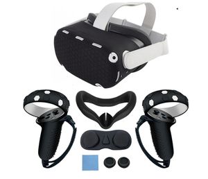 5in1 Schutzhülle für Oculus Quest 2 mit Silikon Gesichtsschutz / Linsenschutz / VR Grip Cover Wasserdicht & staubdicht Game  Zubehör kompatibel mit Oculus Quest 2-schwarz