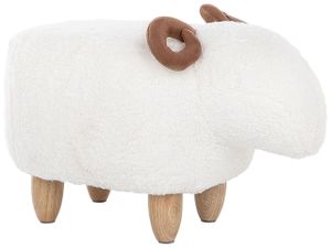 BELIANI Detská taburetka so zvieratkom ovečka biela polyesterová látka čalúnená s drevenými nohami detská podnožka