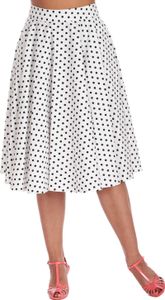 Banned Retro Tellerrock Polka Dot Days Weiß Vintage Swing Skirt Pünktchenmuster