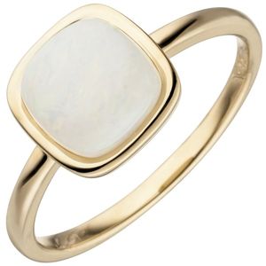 JOBO Damen Ring 60mm 585 Gold Gelbgold 1 Opal Goldring