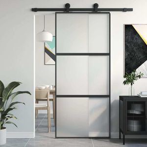 vidaXL Schiebetür Schwarz 90x205 cm Hartglas und Aluminium