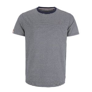 modAS Herren T-Shirt gestreift - Ringelshirt Kurzarm-Shirt mit Streifen aus Baumwolle in Blau-Grau-Melange Größe S