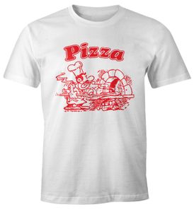 Pizza Shirt Schachtel Motiv Italiano Italien Fun-Shirt Moonworks® weiß L