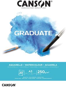 CANSON Studienblock GRADUATE AQUARELLE DIN A3 weiß 20 Blatt