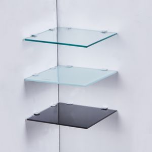 HOOZ Glas Eckregal aus Sicherheitsglas 35 x 35 x 0,6 cm Quadratisch - weiß