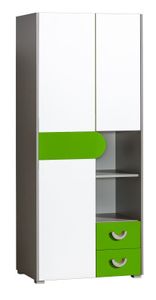 Jugendzimmer - Schrank, Farbe: Grün / Weiß / Grau - Abmessungen: 190 x 80 x 53 cm (H x B x T)