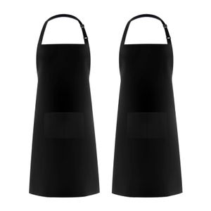 2 stück Polyester Kochen Schürze Einstellbare Küche Schürze Weiche Chef Schürze mit Tasche für Frauen und Männer Farbe schwarz