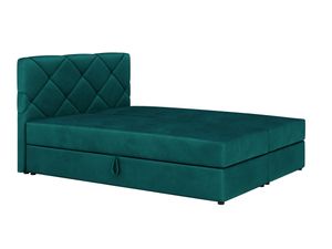 MOB, Manželská posteľ  Boxspring 160x200 cm - Karum (tmavozelená) (s roštom a matracom)