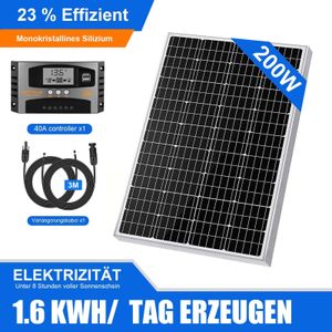 200W Solarmodul Solarpanel Photovoltaik Solaranlage Solar Kit für Wohnmobil Balkonkraftwerk