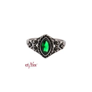 Ring Navette: Gothic Ring Damen mit grünem Zirkonia Stein 62 (19.7 mm Ø)