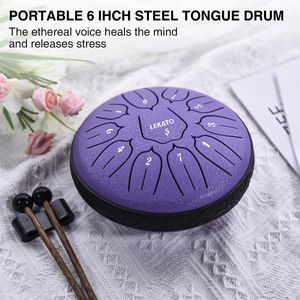 6in Steel Tongue Drum, Lotus Flower Pan Drum Percussion Steel Drum Instrument mit Trommelschl?geln