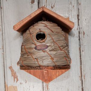 Nistkasten aus Holz, Stroh, Bienenkorb, Vogel-Nisthilfe