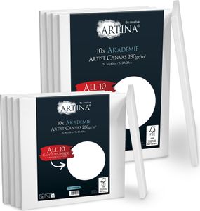 sada 10 pláten Artina Academy Stretcher 30x40 a 20x20 cm