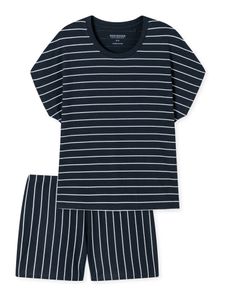 Schiesser schlafanzug kurz pyjama Just Stripes dunkelblau 46