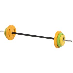 HOMCOM Činka, nastavitelné závaží se 6 zátěžovými deskami, 1,5 kg, 2,5 kg, 5 kg, pro silový trénink a trénink paží v domácí posilovně, 130 x 28 x 28 cm, vícebarevná barva