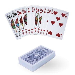 Spielkarten französisches Blatt, 55 Pokerkarten - Farbe Rot und Blau, Ink. Joker, 9cm x 6cm, Canasta Kartenspiel, Karo, Herz, Pik, Kreuz 1x Blau