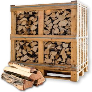 holz4home® Brennholz Eiche Kammergetrocknet 25 cm 1RM/ 1,6 SRM I 450-500 kg auf Palette I Ideal als Holz für Ofen Kamin BBQ I Feuerholz Eiche