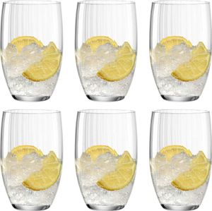 Leonardo Poesia Trinkglas 6er Set, spülmaschinengeeignete Wasser-Gläser, Trink-Becher aus Glas, Saft-Gläser, Getränke-Set, 460 ml, Glas, Klar, 069171
