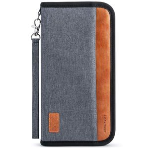 Reisepass Tasche Familie Reiseorganizer mit RFID-Blocker, Tragbare Reisepasshülle Ausweistasche für Damen und Herren, Grau