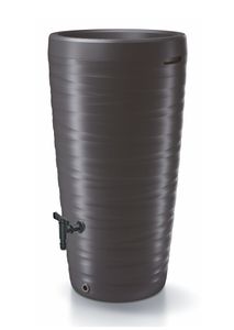 Design Regentonne 240 L mit Wasserhahn - anthrazit - Regen Wasser Tank mit Deckel als Pflanzschale