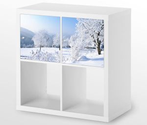 Möbelaufkleber für Ikea KALLAX / 2x Türelemente horisontal Schnee Landschaft im Kat10 Winter Natur Aufkleber Möbelfolie Tür sticker (Ohne Möbel ) 25E099, 2x Türelemente:2xTürelemente