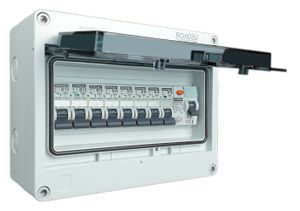 Leitungsschutzschalter - Komplett mit Fi Schutzschalter 40A - 16A Sicherungsautomat und 10A "B" 6+2 in einem Aufputz Verteilerkasten, Sicherungskasten