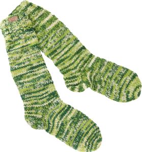 Handgestrickte Schafwollsocken, Haussocken, Nepal Socken - Grün, Uni, Wolle, Größe: M (39-41)