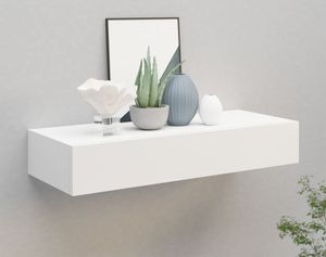 vidaXL Wandregal mit Schublade Weiß 60x23,5x10 cm MDF