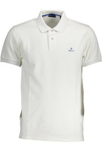 Gant Herren Poloshirt Polohemd T-Shirt kurzarm, mit Knöpfen, Größe:M, Farbe:weiß (113)