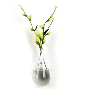 Hydroponische Vase Blume Wasser Tropfen Herz Form Transparente Wand Hanging Glasblume Vase Terrarium Wand Fischtank Aquarium Behälter Wohnkultur-F