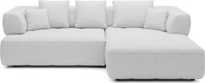 DomoHome Avangarde Ecksofa Moderne Eckcouch mit Verstellbarer Sitztiefe Wasserabweisendem Aragon-Stoffbezug und Hochwertiger Polsterung Rechts-Layout 182x285x86cm Weiß
