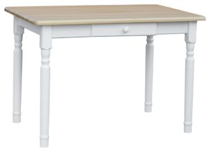 Weißer Tisch II mit Schublade aus massivem Kiefernholz mit lackierter Tischplatte 100 x 60 cm