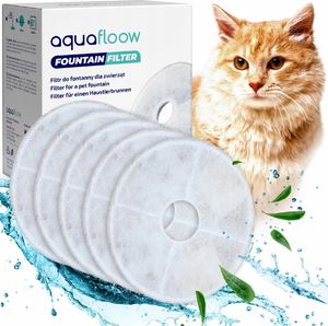 Aquafloow filtr okrągły do fontann dla kotów 5 sztuk - Wymienny filtr do czystej wody - Kompatybilny z Catit Flower Fresh & Clear