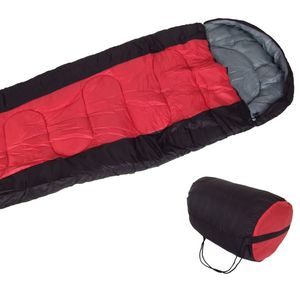 Schlafsack mit Tasche Mumienschlafsack Deckenschlafsack Camping Zelten Outdoor, Farbe:rot